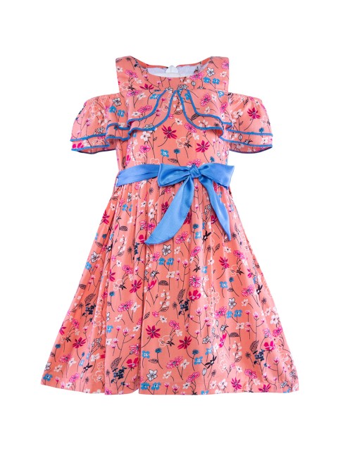 

Stylo Bug Girls Pink Printed Fit and Flare Dress