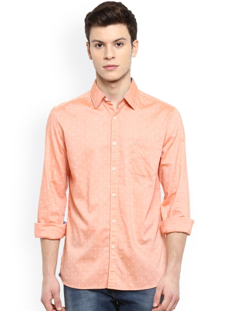

Parx Men Orange Slim Fit Printed Casual Shirt