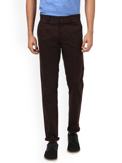 

Parx Men Brown Slim Fit Solid Regular Trousers