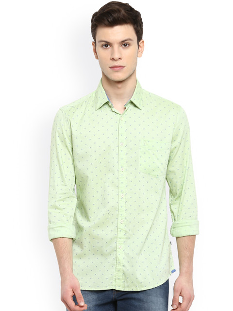 

Parx Men Green Slim Fit Printed Casual Shirt