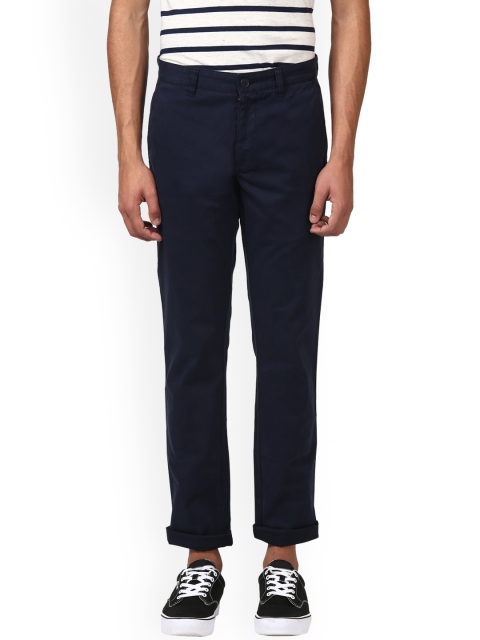 

Parx Men Navy Blue Slim Fit Solid Regular Trousers