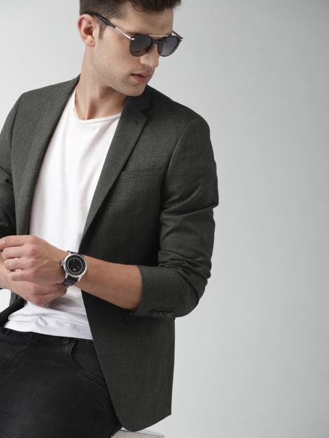 

Mast & Harbour Charcoal Grey Checked Regular Fit Single-Breasted Casual Blazer