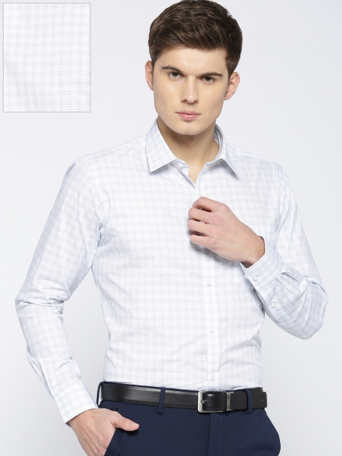 

Park Avenue Men Blue & White Slim Fit Checked Formal Shirt