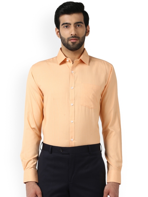 

Park Avenue Men Orange Slim Fit Striped Formal Shirt