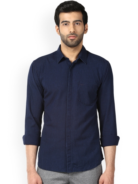 

Park Avenue Men Blue Slim Fit Self Design Casual Shirt