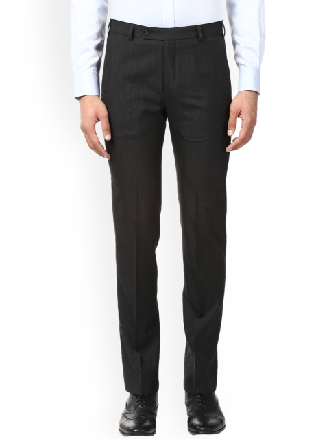 

Park Avenue Men Charcoal Slim Fit Solid Formal Trousers
