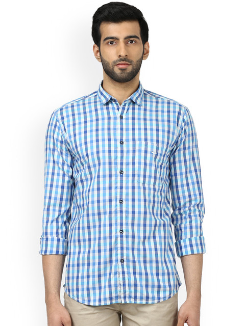 

Park Avenue Men Blue & White Slim Fit Checked Casual Shirt