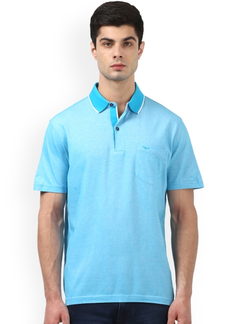 

Park Avenue Men Blue Solid Polo Collar T-shirt