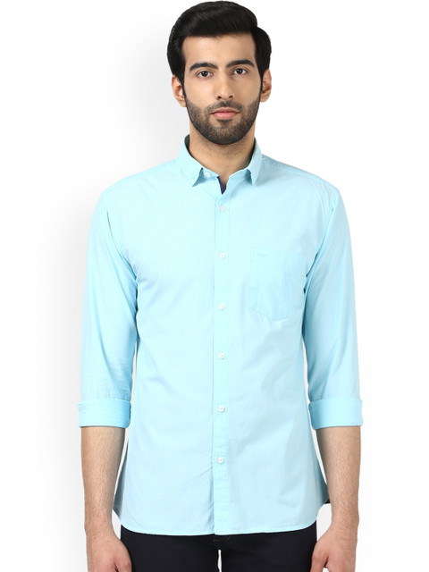 

Park Avenue Men Turquoise Blue Slim Fit Solid Casual Shirt