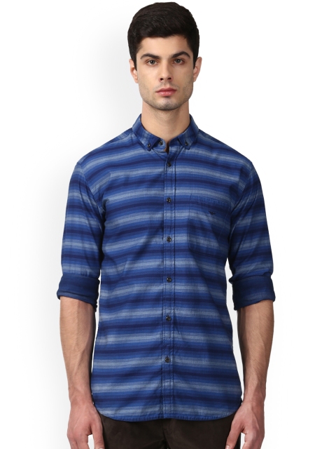

Park Avenue Men Blue Slim Fit Striped Casual Shirt