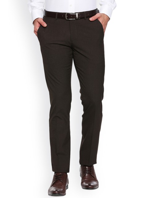 

Van Heusen Men Brown Slim Fit Solid Formal Trousers