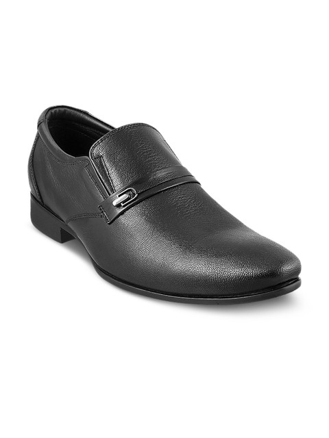 

Metro Men Black Semiformal Leather Slip-On Shoes