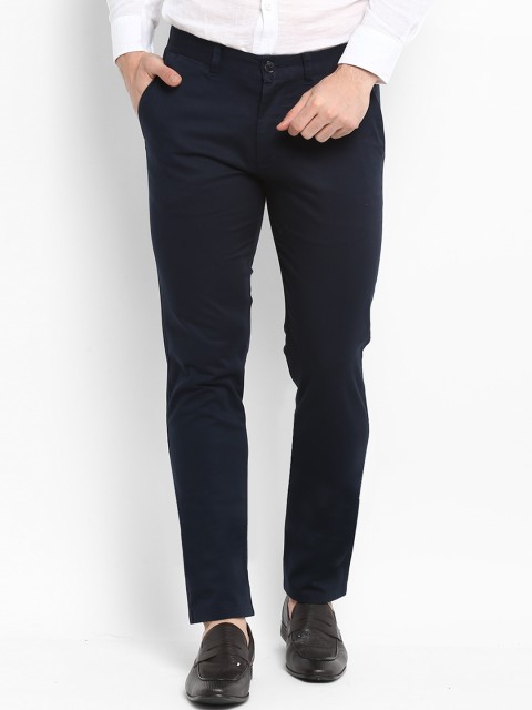 

Red Tape Men Navy Blue Slim Fit Solid Regular Trousers