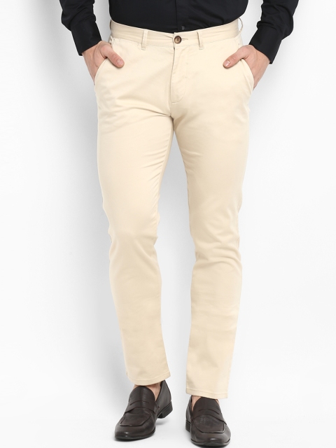 

Red Tape Men Beige Slim Fit Solid Regular Trousers