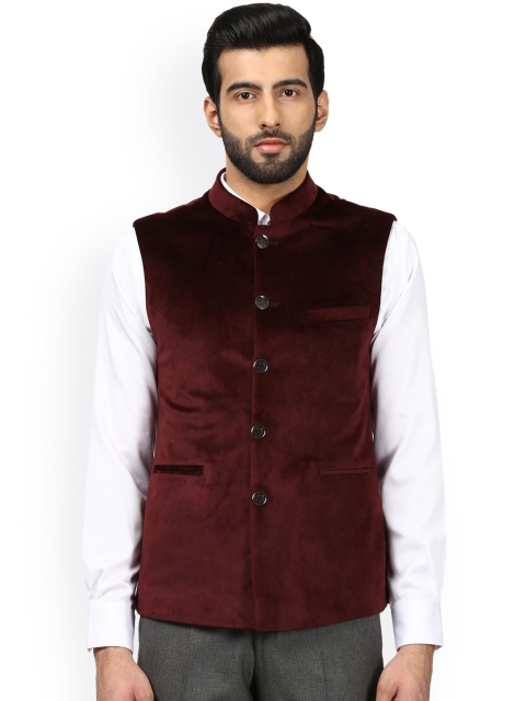 

Raymond Men Maroon Solid Nehru Jacket