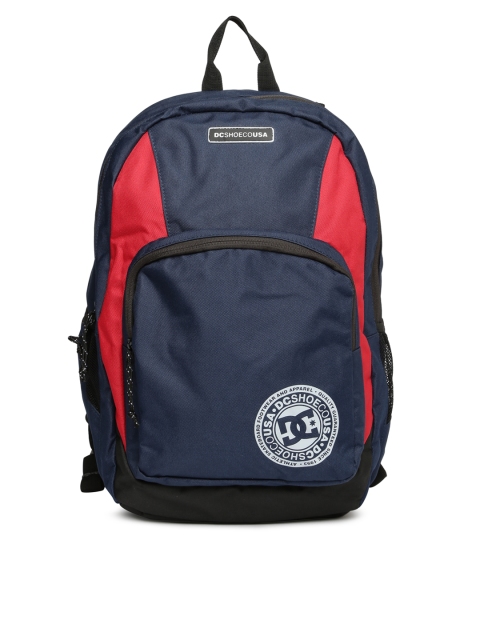 

DC Men Navy Blue & Red Colourblocked Backpack