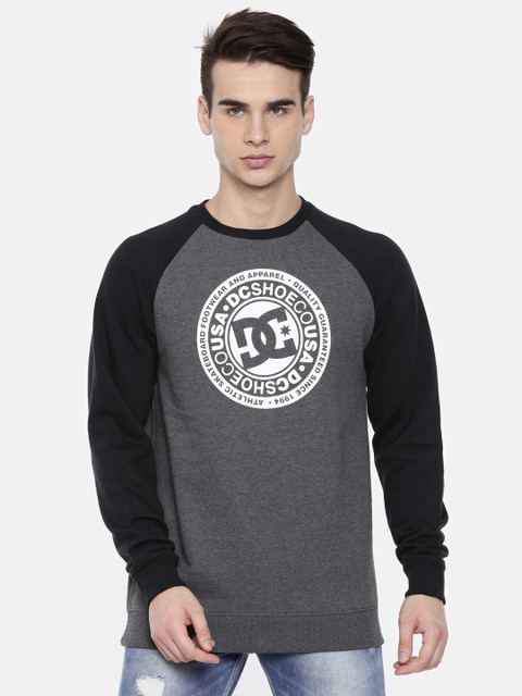 

DC Men Charcoal Grey & Black Printed Sweatshirt
