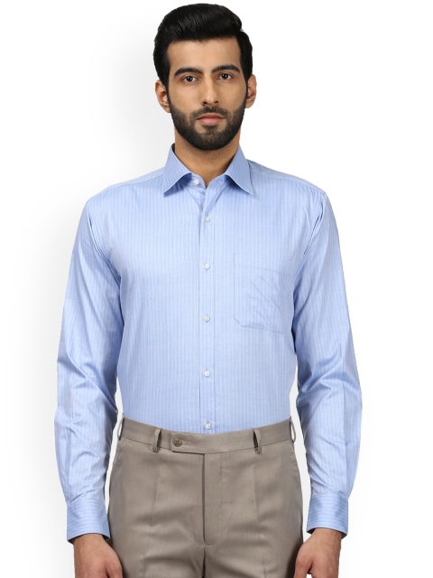 

Raymond Men Blue Regular Fit Striped Formal Shirt