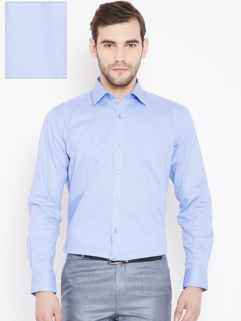 

Raymond Men Blue Regular Fit Striped Formal Shirt