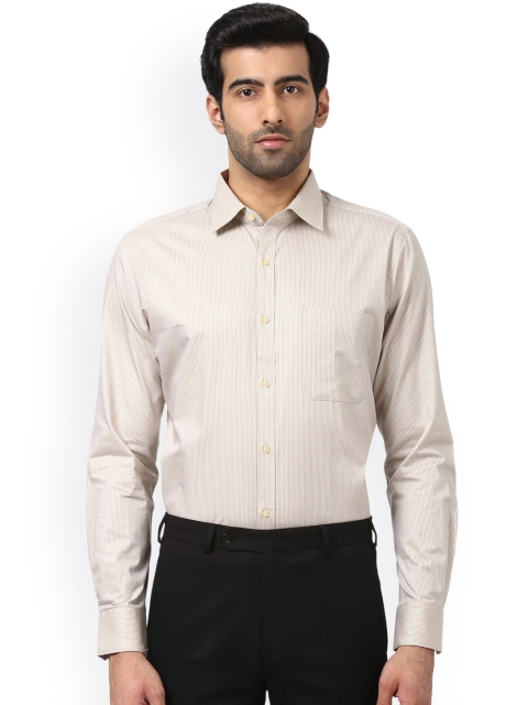 

Raymond Men Beige & Grey Regular Fit Striped Formal Shirt