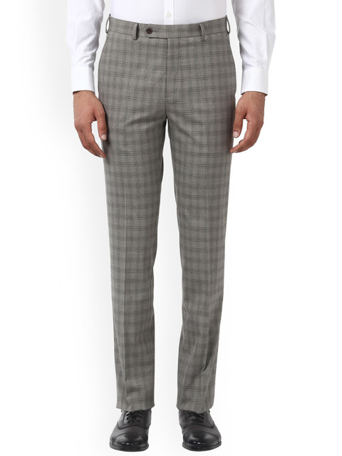 

Raymond Men Grey Regular Fit Checked Formal Trousers