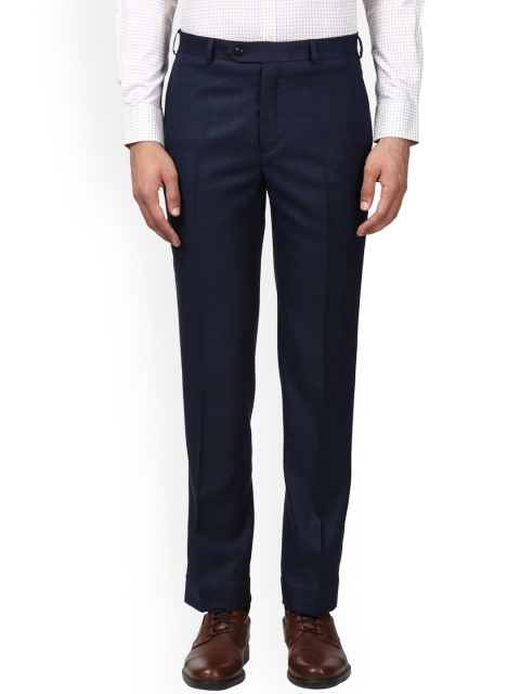 

Raymond Men Blue Regular Fit Checked Formal Trousers