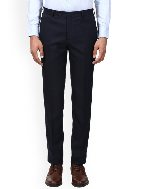 

Raymond Men Blue Slim Fit Solid Formal Trousers