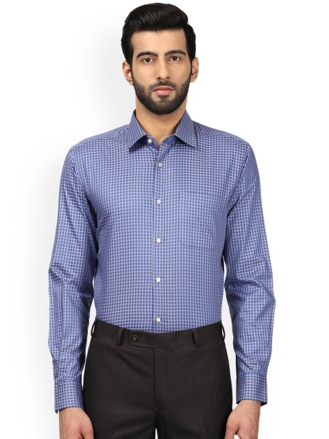 

Raymond Men Blue Regular Fit Checked Formal Shirt