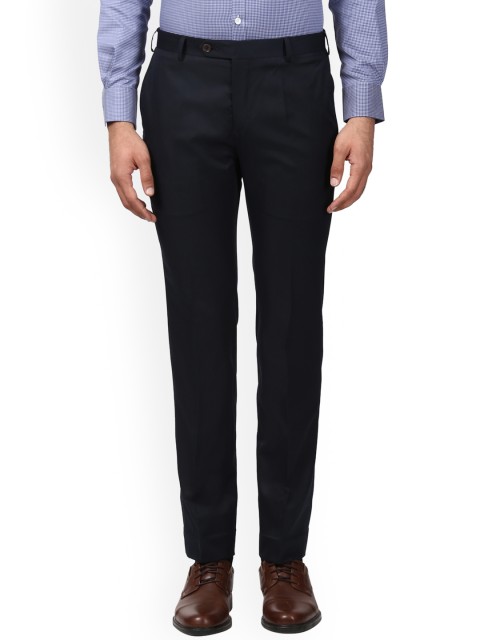 

Raymond Men Blue Slim Fit Solid Formal Trousers