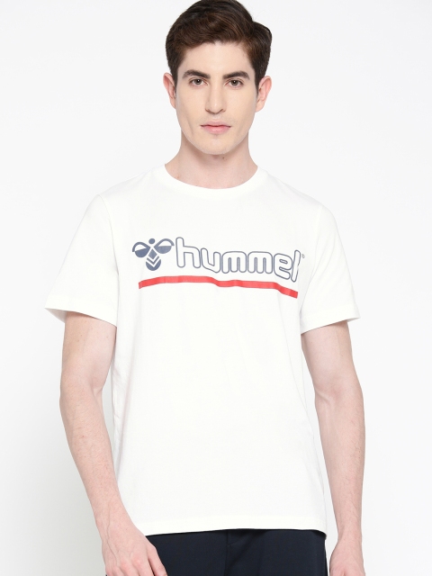 

hummel Men White Solid Round Neck T-shirt