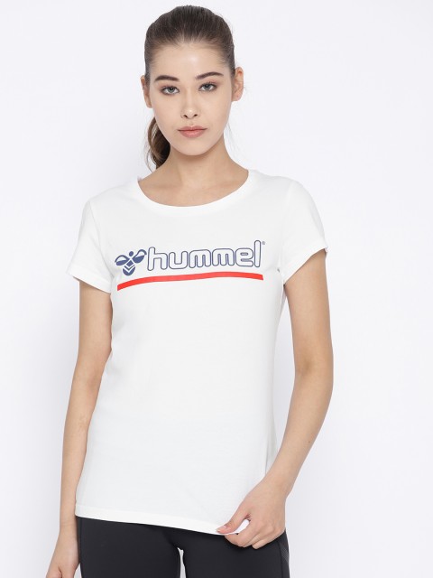

hummel Women White Printed Round Neck T-shirt