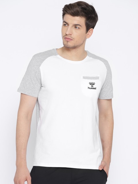 

hummel Men White Solid Round Neck T-shirt