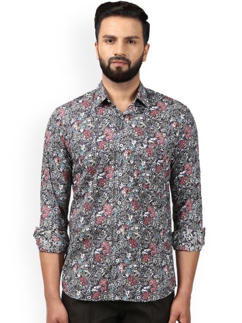 

ColorPlus Men Charcoal & Off-White Tailored Fit Printed Casual Shirt