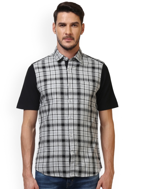 

ColorPlus Men Black & Grey Checked Regular Fit Casual Cotton Shirt