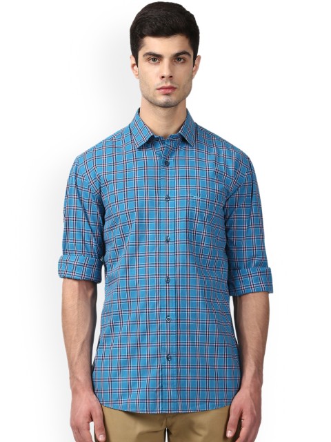 

ColorPlus Men Blue & Off-White Tailored Fit Checked Casual Shirt