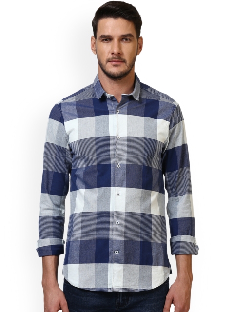 

ColorPlus Men Blue & White Checked Regular Fit Casual Shirt