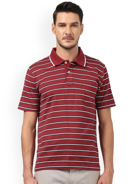 

ColorPlus Men Red Striped Polo Collar T-shirt