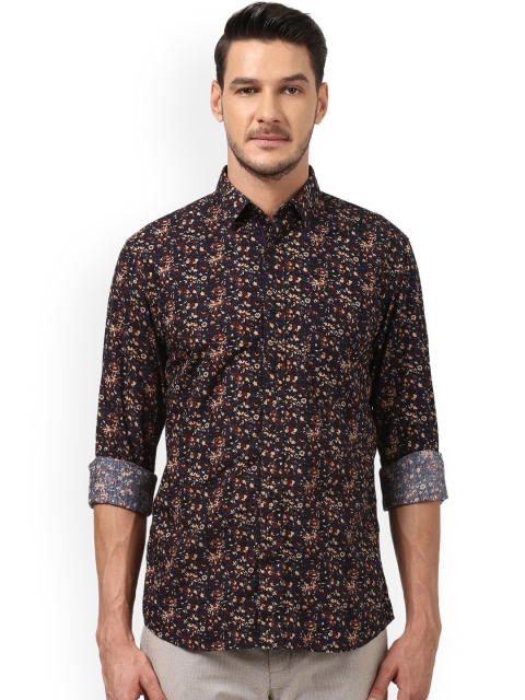 

ColorPlus Men Navy Blue & Brown Tailored Fit Printed Casual Shirt