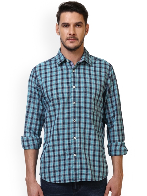 

ColorPlus Men Blue Tailored Fit Checked Casual Shirt