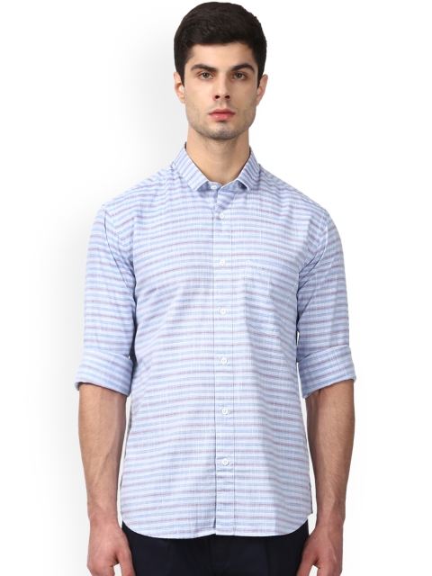 

ColorPlus Men Blue & Purple Tailored Fit Striped Casual Shirt