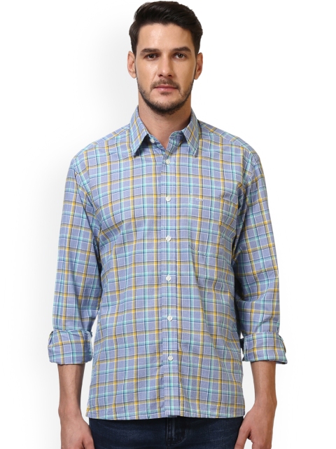 

ColorPlus Men Blue & Yellow Tailored Fit Checked Casual Shirt