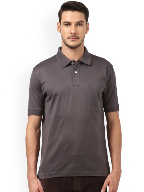 

ColorPlus Men Taupe Solid Polo Collar T-shirt