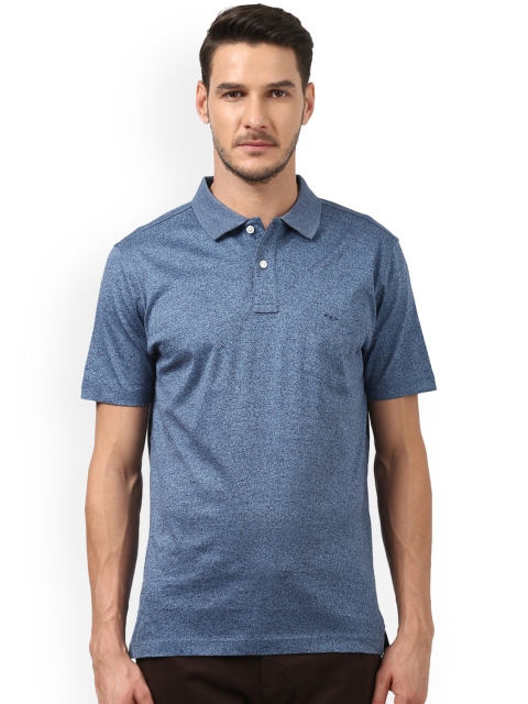 

ColorPlus Men Blue Self Design Polo Collar T-shirt