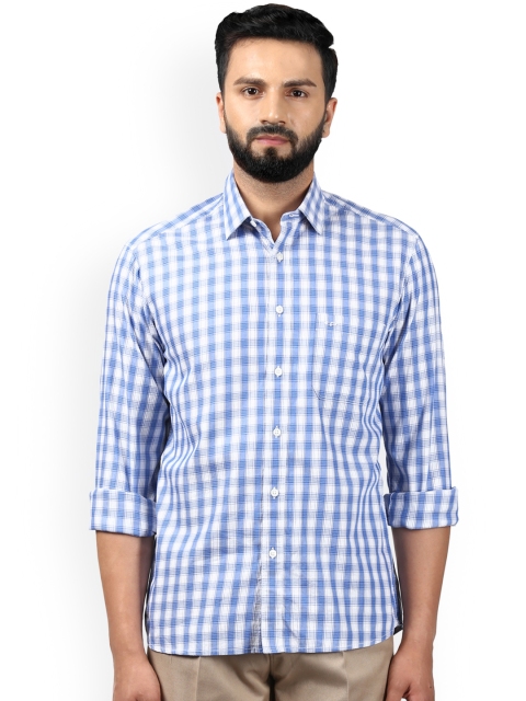

ColorPlus Men Blue & White Tailored Fit Checked Casual Shirt