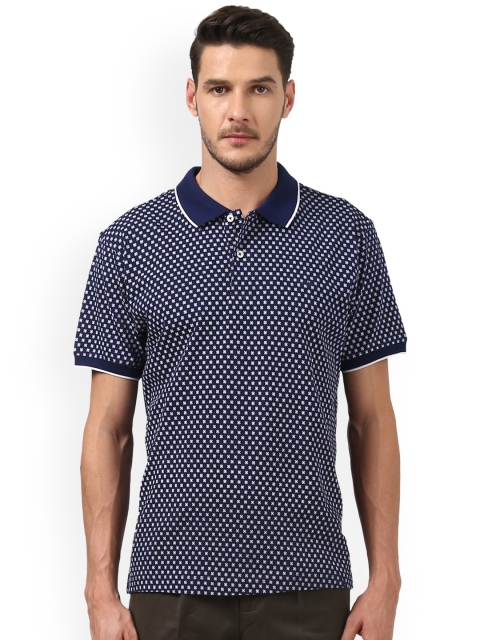 

ColorPlus Men Navy Blue & White Printed Polo Collar T-shirt