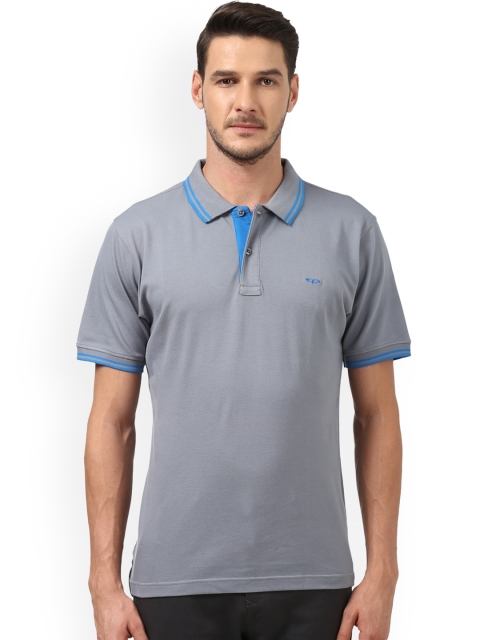 

ColorPlus Men Grey Solid Polo Collar T-shirt