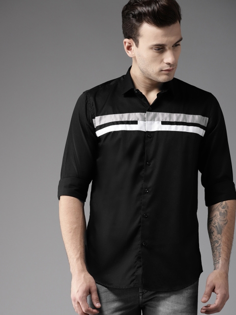 

DENNISON Men Black Regular Fit Solid Casual Shirt