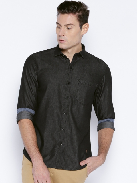 

John Players Men Charcoal Grey Trim Fit Solid Casual Shirt