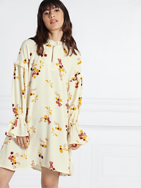 

all about you Women Cream-Coloured Printed A-Line Dress
