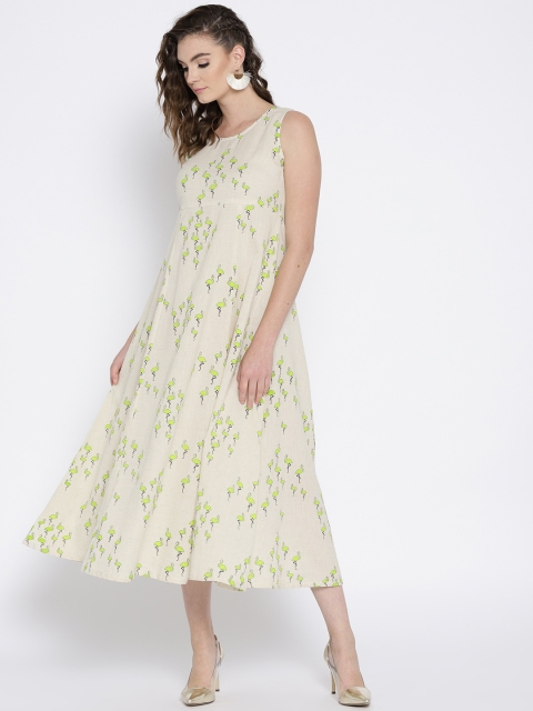 

Ayaany Women Beige Printed Empire Dress